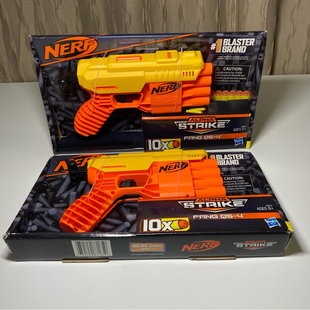 Set of 2 NIB NERF Alpha Strike FANG QS - 4 Dart BLASTER With 10 Elite DARTS